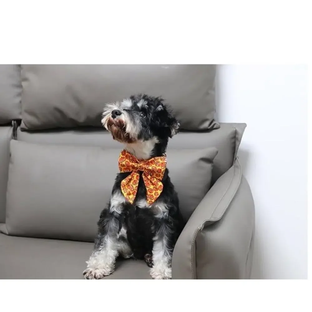 Halloween Pumpkin Print Adjustable Collar with Removable Bow Large Dog NWT